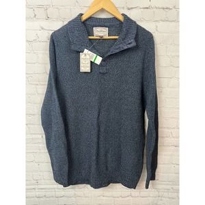 Flag and Anthem Santana Textured Mock Neck Pullover Sweater Navy L NWT